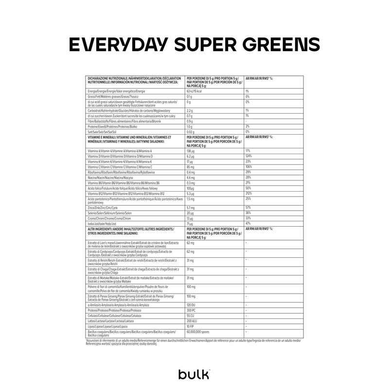 Bulk Everyday Super Greens Powder, Berry Mix, 60 Servings, With