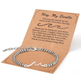 Mikovivi Best Friend Bracelet, Gift for Friends Female Wave Friendship Bracelet Jewelry Meaningful Gifts for Women Best Friends Besties Sister Birthday Christmas Valentines Day Graduation Gift