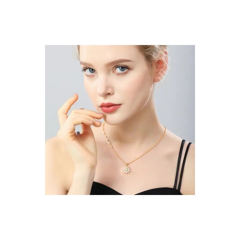 Collar Girasol Para Mujer Chapado En Oro De 18 Quilates