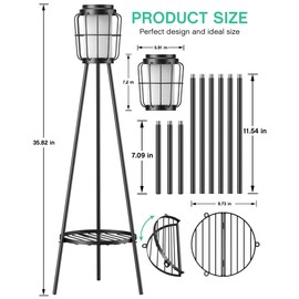 Cloud sakura 35.8" Solar Pole outdoor Light, Wrought Iron Stand , Lawn Patio Backyard Garden Decoration Planter Stand - 2 pack