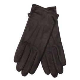 EEM Ladies Soft Italian Leather Gloves Soft Fleece Lined Three Darts, black