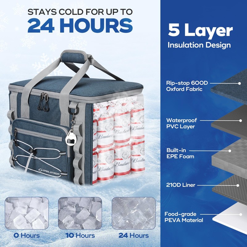 Maelstrom Soft Cooler Bag,Soft Sided Cooler,40 Cans Collapsible Cooler,Insulated Ice