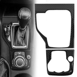 BuleVina Gear Shift Panel Cover for Mazda 3 2014-2016 Hatchback Sedan Accessories, Interior Center Inner Console Gear Box Frame Cover Trim Decor Fit for Mazda3 2014 2015 2016, Soft Carbon Fiber