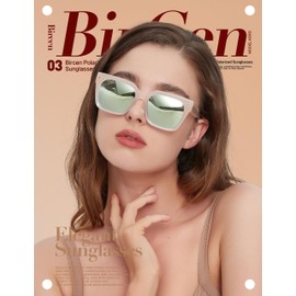 BIRCEN Polarized Trendy Sunglasses for Women: UV Protection Womens and Mens Square Shades with Acetate Frame BC2003
