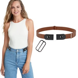 MQUPIN No Buckle Stretch Belt for Women Men Elastic Waist Belt for Jeans Pants Size 20-47 Inches