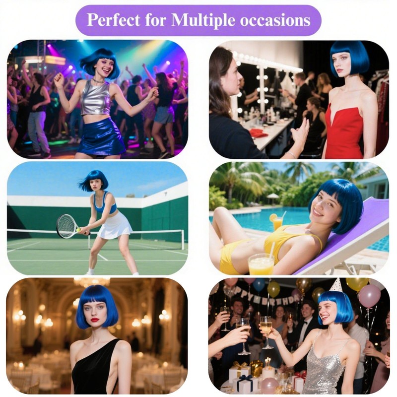 Cielo Hair Wig (Blue, 12 Inch)