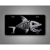 Silver Bonefish License Plate Bass Bone Fish Skeleton Silhouette Auto