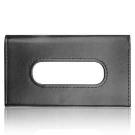 Car Sun Visor Tissue Holder, GLADFRESIT PU Leather Sun Visor Napkin Holder - Car Tissue Organizer Box (Black)
