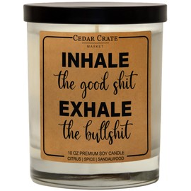 Inhale The Good, Exhale The Bull Candle, Best Friend, Friendship Gifts for Women, Birthday Gifts, Funny Gifts, Long Distance, BFF, Bestie, Funny Candle, Scented Soy 10 oz. Candle, Relaxing, spa
