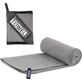 LushOrchidVale Microfibre Sports Towel, Quick Dry, Ultra Absorbent, Grey and Blue, for Gym and Fitness (Grey, 40x80cm)