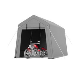 GarveeLife 7 x 10 ft Carport Storage Shed, Portable Garage with Roll-up Zipper Door, Heavy Duty Waterproof Tarp, Storage for Motorcycle, Bike, Firewood, Garden Tools