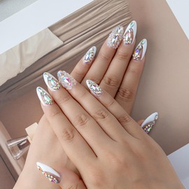 TENACIOUS & LOUCIA Handmade press on nails short, hand made nails short,fake nails,nails press ons,french tip press on nails,uñas postizas,press ons,false nails,press on nail kit (LH9 Short Almond L)