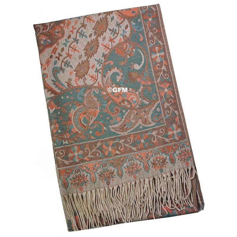 GFM® Cashmere Blend Paisley Floral Print Scarf for Autumn and