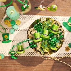 Valery Madelyn St Patricks Day Decorations Shamrock Tree Ornament Set, 12pcs Hanging Ball Ornament Irish Festival Decor, Good Luck Clover Hat Shoes Green Gold Ball Baubles for Party Home Spring