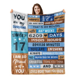 17 Year Old Girl Gift Ideas,to 17th Birthday Blanket 60”x50”,Gifts for 17 Year Old Girl Boy,17 Year Old Boy Gift Ideas,17th Birthday Gifts for Girls,Sweet 17 Blanket,17th Birthday Decorations