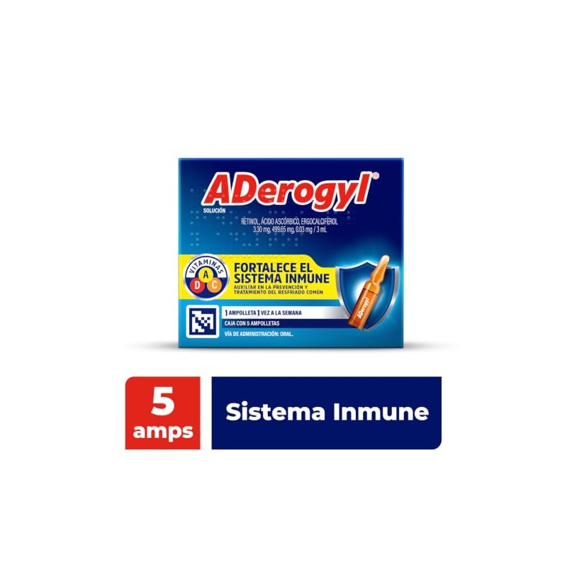 ADerogyl Multivitamínico 5 Ampolletas de 3 ml. Con Vitaminas A,