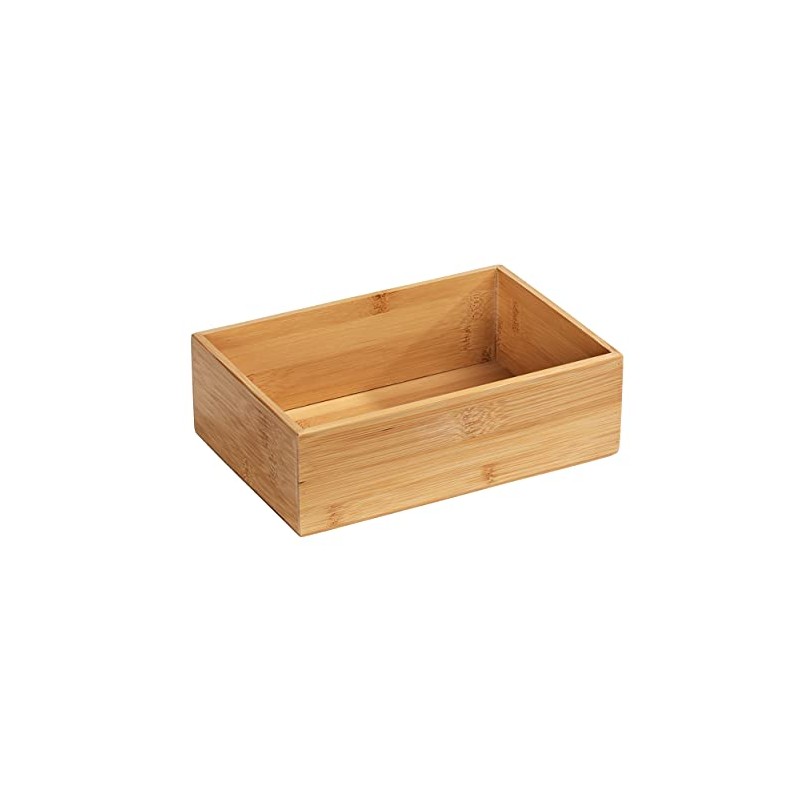 Wenko Bamboo Organiser Terra 3 Compartments -Storage Box, Bathroom Basket,