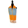Upcycled Denim and Crocheted Scarf, Orange, White, Denim