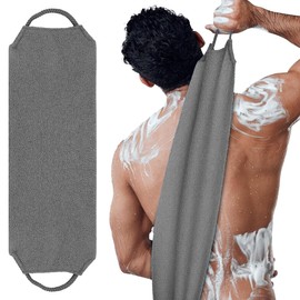 GGUFAY Rückenbürste für Körperpeeling, Natürliche Dusche Körperbürste mit 2 GRIFFE, Doppelseitig Rückenwaschgurt, Rücken Waschhilfe zum Entfernen Abgestorbener Haut