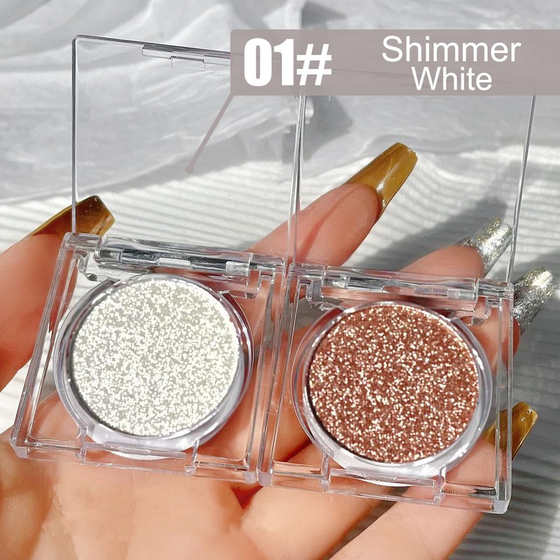 Glitter White Eyeshadow, Shimmer White Single Eye Make-Up Fine Powder