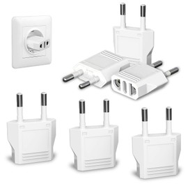 6 Pack European Travel Plug Adapter, US to Europe Plug Adapter, Type C Wall Outlet Converter for Europe, White
