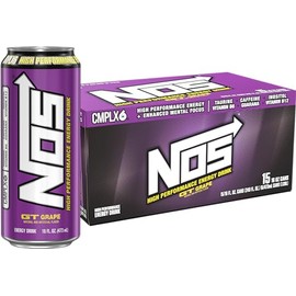 NOS GT Grape: High Performance Energy Drink. 16 Fl oz (Pack of 15)