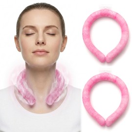 Neck Cooling Tube with Cold Insulated Bag,Reusable 18℃/64℉ Ice Neck Ring Wearable Body Cooler Products for Summer (Blue) (Pink)