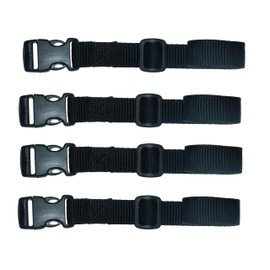 25mm webbing straps with quick release buckle & securing buckle (pack of four) (Black, 150cm)