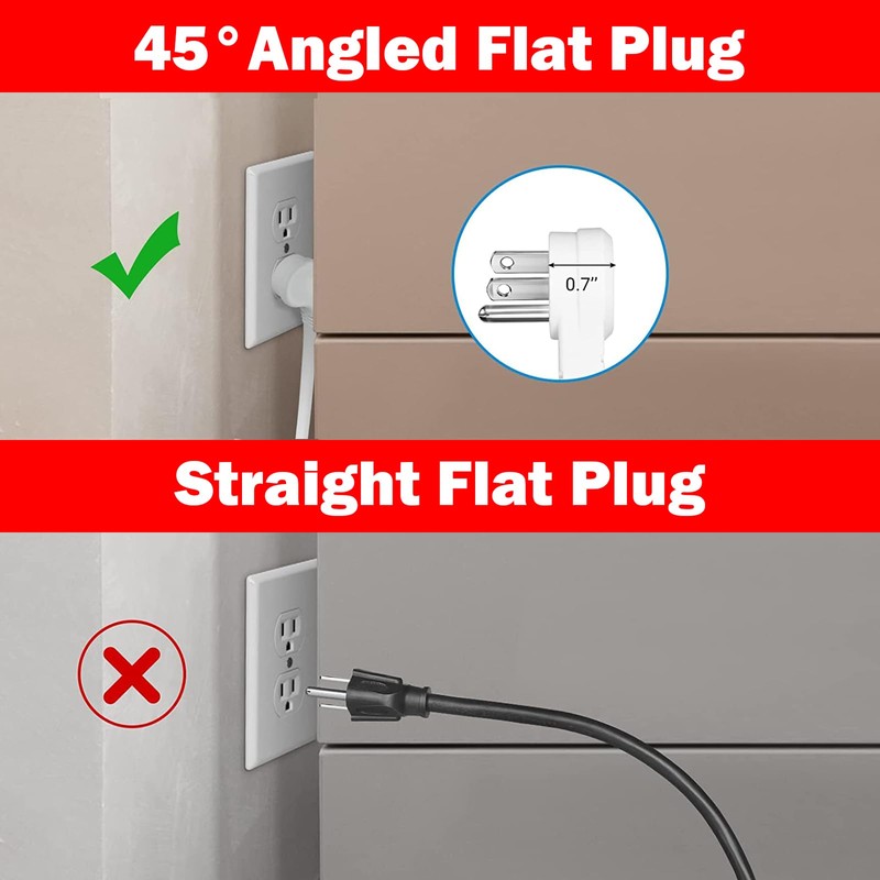 EP Low Profile 3 Ft Flat Plug Extension Cord -