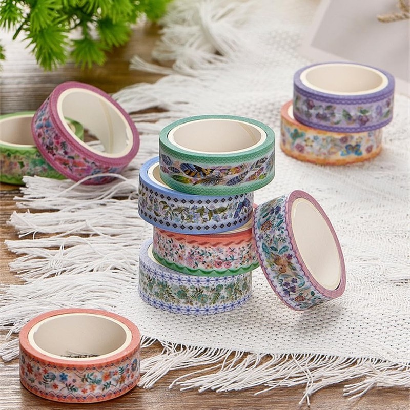 Zellykool Washi Tape Set 10 Rolls, Embroidery Patterns Decorative Paper