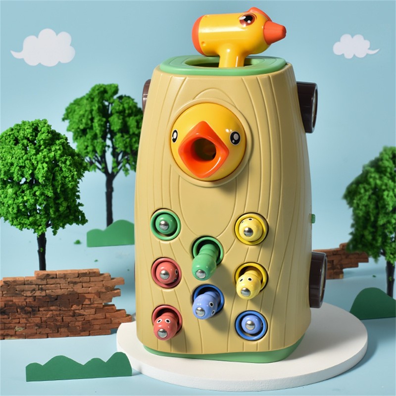 Bird Feeding Toy Toddler Funny Woodpecker Catching Worms Game Educational