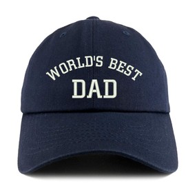 Trendy Apparel Shop World's Best Dad Solid Adjustable Unstructured Dad Hat - Navy