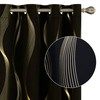 Deconovo Blackout Grommet Gold Pattern Printed Curtains, Black/Wave, 52W x