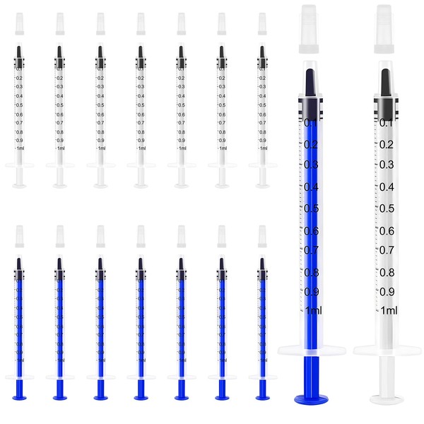 Mooshy 16 pcs 1ml Plastic Syringes Set, Measuring Syringe Colostrum