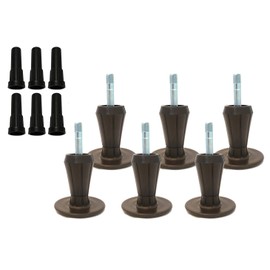 Steel Stem Plastic Bed Frame Glide | Sturdy Bed Frame Legs | Set of 6 | Protect Your Floor by Changing Your Bed Wheels with These Bed Frame Feet | Dark Brown | Set of 6