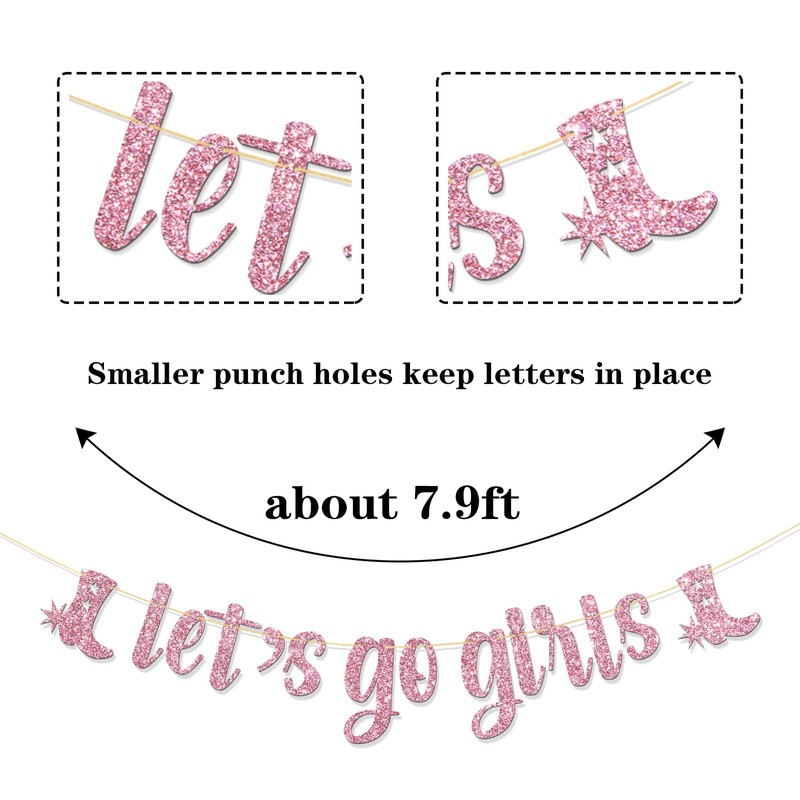 RoadSea Let's Go Girls Banner - Cowgirl Birthday Party Garland