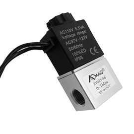 AOMAG® Solenoid Air Valve AC 110V 1/8inch 2 Way Normally Closed Pneumatic Aluminum Electric Solenoid Valve