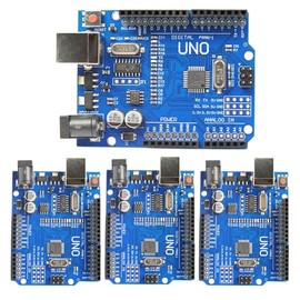 Lonely Binary 4-Pack UNO R3 ATmega328P Blue Development Board Compatible with Arduino IDE for DIY Electronics, and STEM Learning（4-Pack UNO R3-Blue