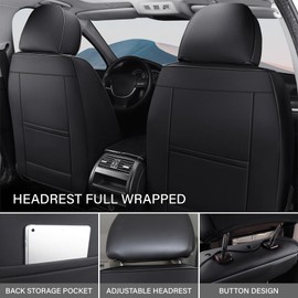 Xonhzam Car Seat Cover for Honda Civic 2017-2022,Premium Nappa Leather Waterproof Anti-Slip Sports Seat Cover,Airbag Compatible Easy to Install Seat Protector Luxury Front Pair（Black&Gray）