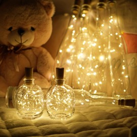 DOMORA HOME Wine Bottle Lights 20 LEDs Cork Lights Waterproof Battery (Included) Operated Fairy Mini String Lights for DIY Jar Indoor Bedroom Party Wedding Christmas Decor Pack of 4(Warm White)