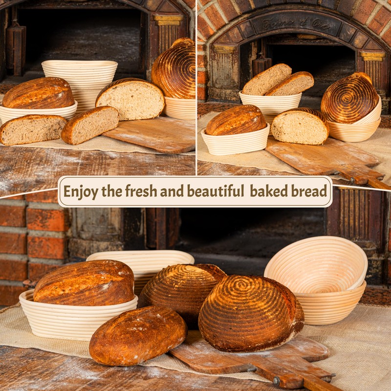 Banneton Bread Proofing Basket Set – 9” Round & 10”