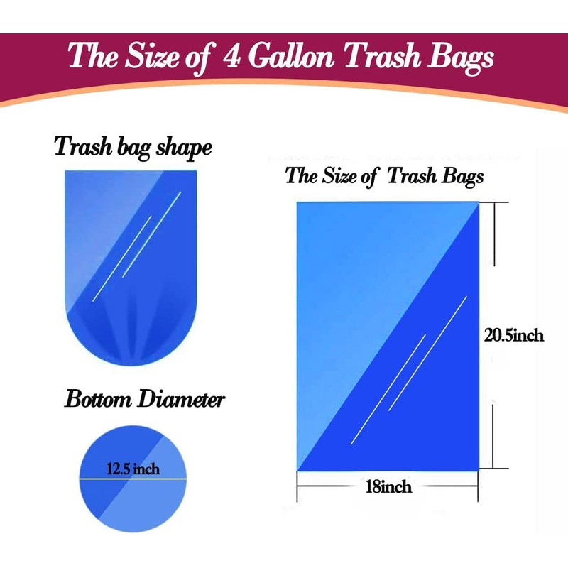 4 Gallon 180pcs Small Silver Grey Trash Bags Strong Grey