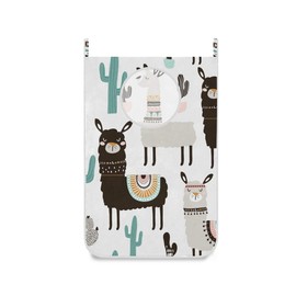 ISAOA Large Hanging Laundry Hamper for Bedroom Nursery Dorm Door Closet Llama Cactus Laundry Bag Foldable Storage Toy Laundry Baskets