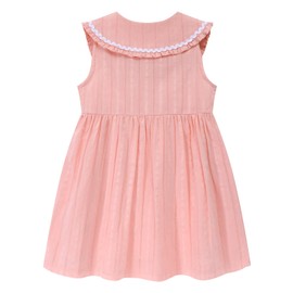 HILEELANG Toddler Girl Easter Peter Pan Collar Dress Sleeveless Cotton Casual Light Pink Beach School Playwear Sundress 2-3T