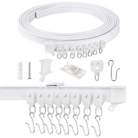 Ceiling Curtain Track Flexible Bendable Ceiling Curtain Rail Set for Window Door Curtain Shower Room Divider Curtains RV (3 Meters)