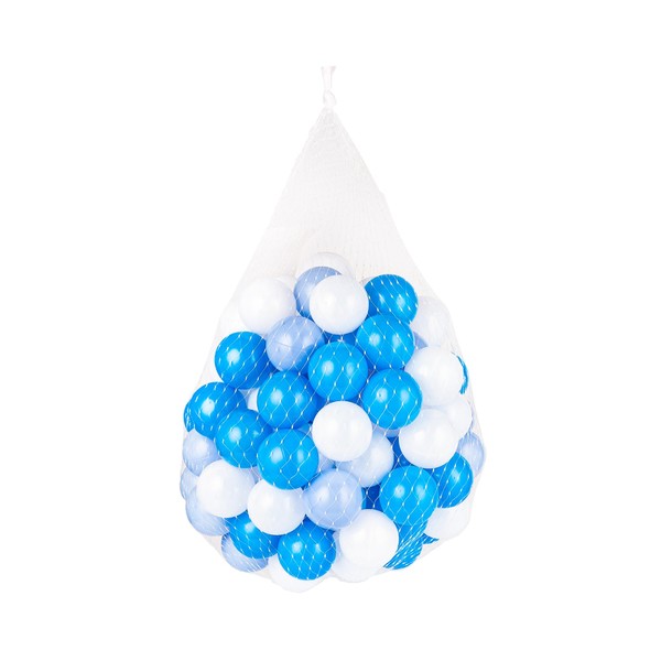 iTrend 100pcs Blue and White Play Balls - Soft Plastic Balls for Toddlers - Swimming Pool Balls - Pit Balls - Blue and White Colors - Non-PVC Plastic, Non-Toxic & BPA Free - Smooth Play Ball Set