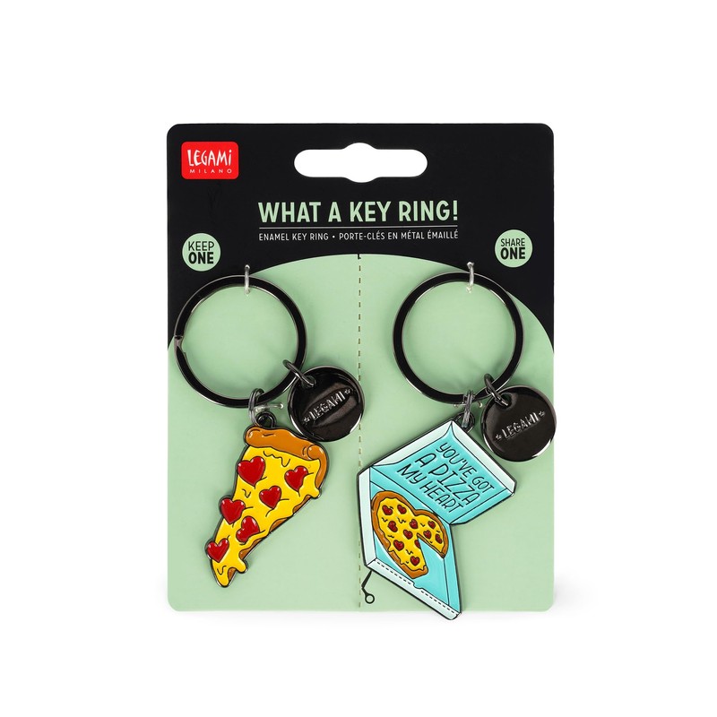 Legami - Set of 2 Enamel Metal Keyrings What a