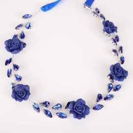 Missgrace Diadema para mujer, estilo vintage, color azul marino, con diamantes de imitación azules, para boda, fiesta de graduación, Halloween, accesorios para el cabello para mujeres (azul 2)