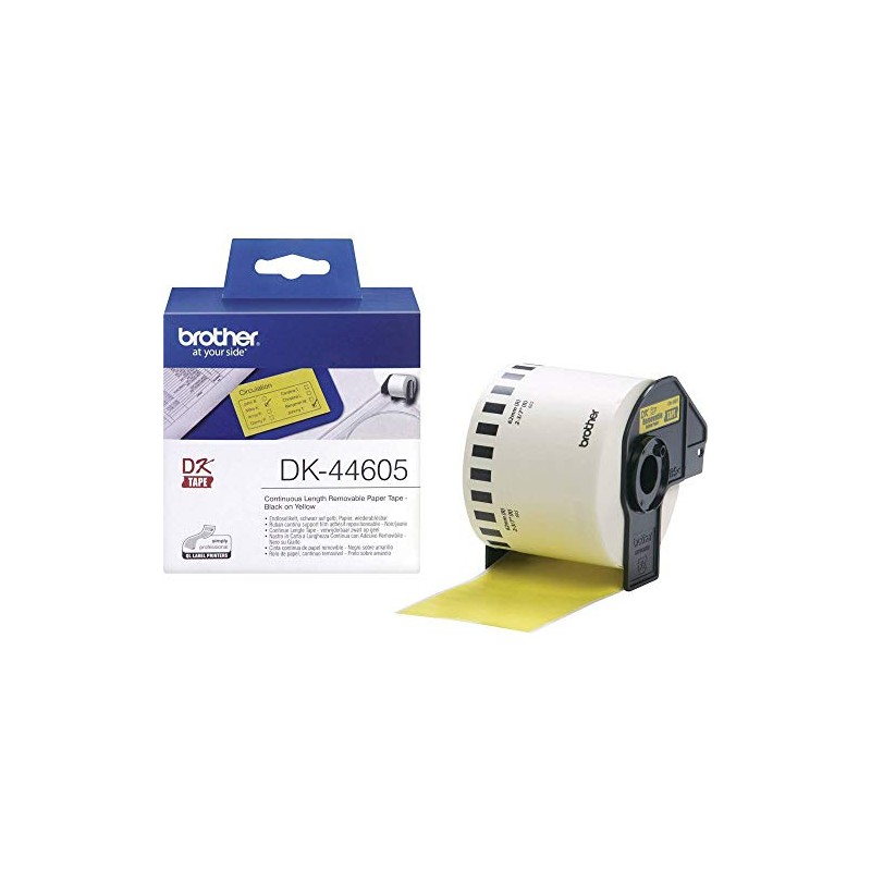Brother DK-44605 Label Roll, Removable Continuous Length Paper, Black on