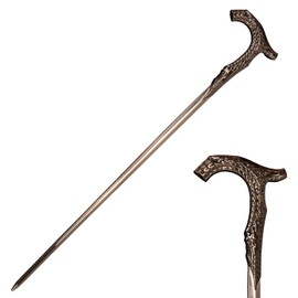 Sword Valley The Mysterious One/V Walking Stick, All-Metal Collector's Staff - Stainless Steel Body｜94cm/37 Length｜Textured Grip, Hand-Polished Texture｜Cosplay Prop for Display & Collection